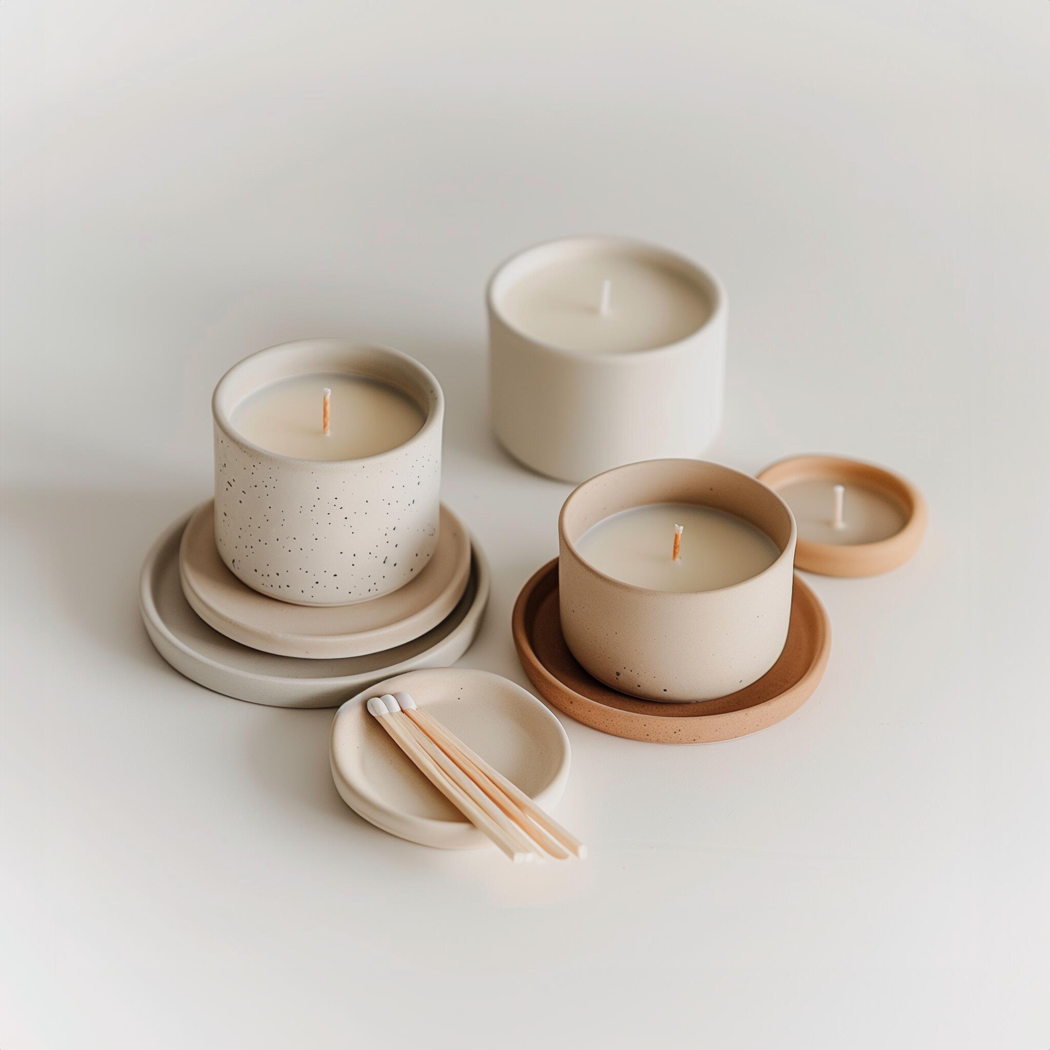 Aromātisko sveču komplekts ar ģipša traukiem