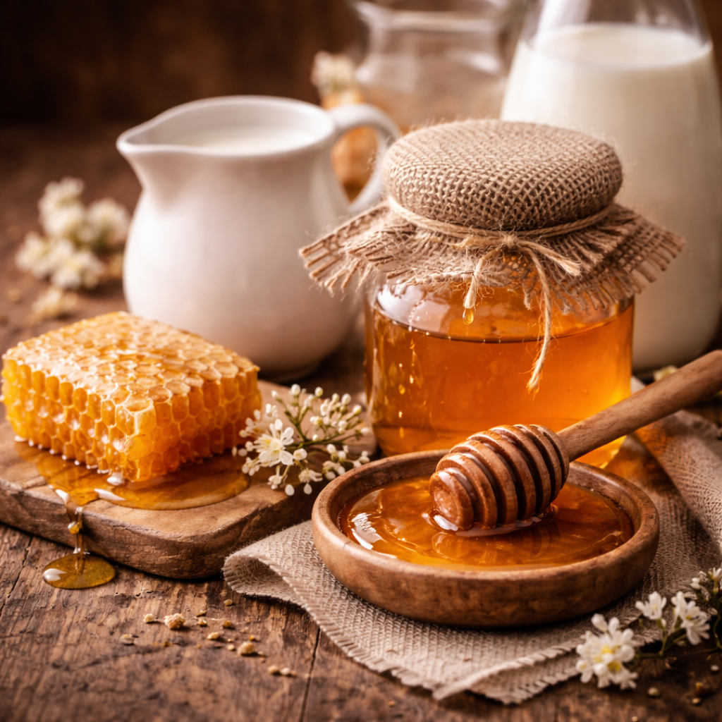 Medus un piena aromātiskā eļļa